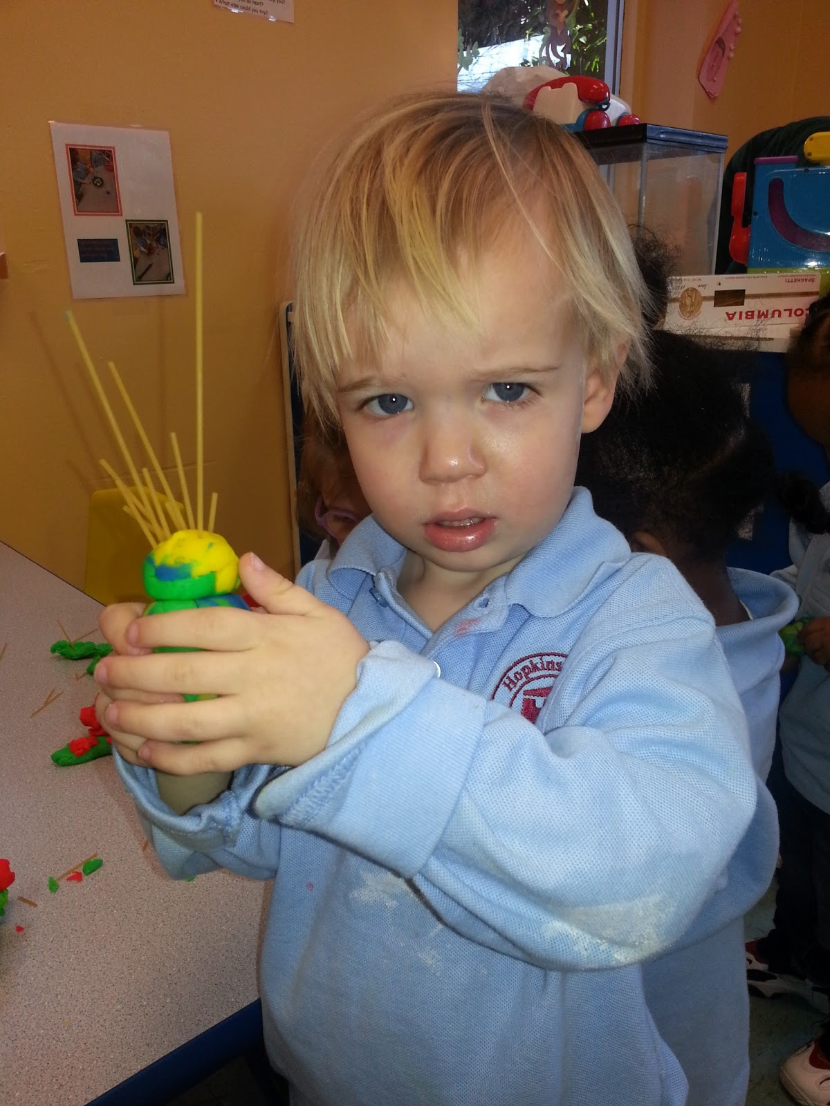 to the HH Toddler Classroom! Play dough and Spaghetti Noodles
