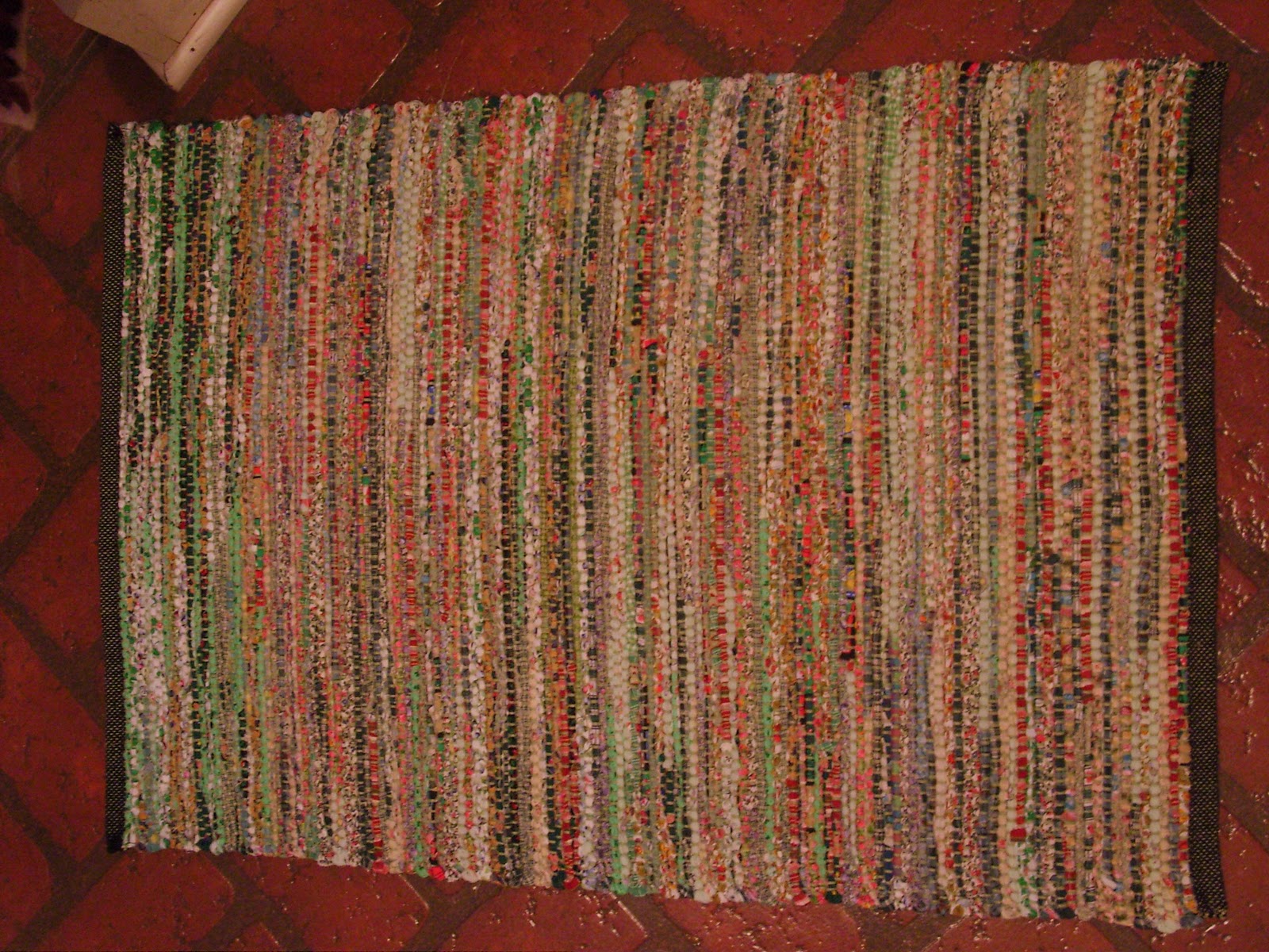 Daisy Hill Weaving Studio Green Rag Rug is Hemmed