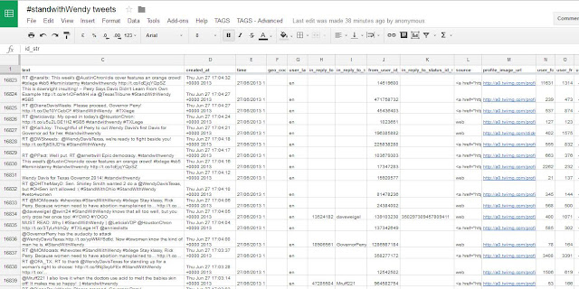 Screenshot of a TAGS spreadsheet