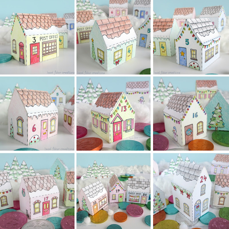 Printable Advent Calendar Village houses hazelfishercreations Printable Advent Calendar Village houses hazelfishercreations