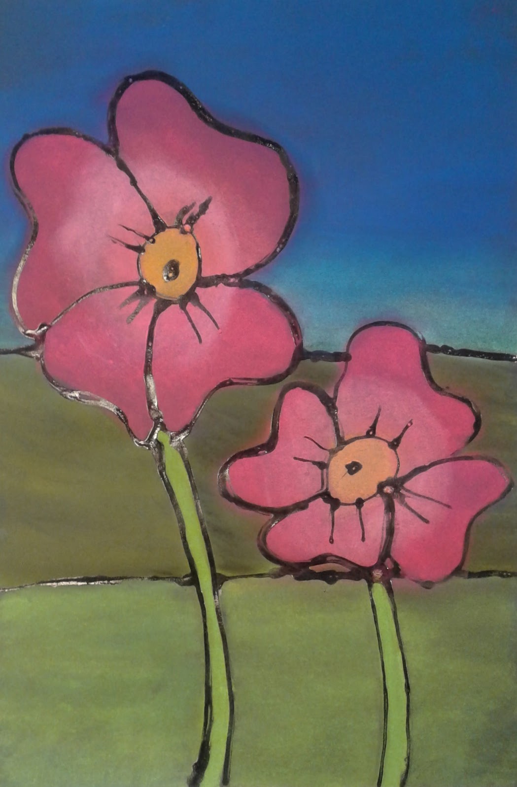 a faithful attempt Glue Line Chalk Pastel Poppies