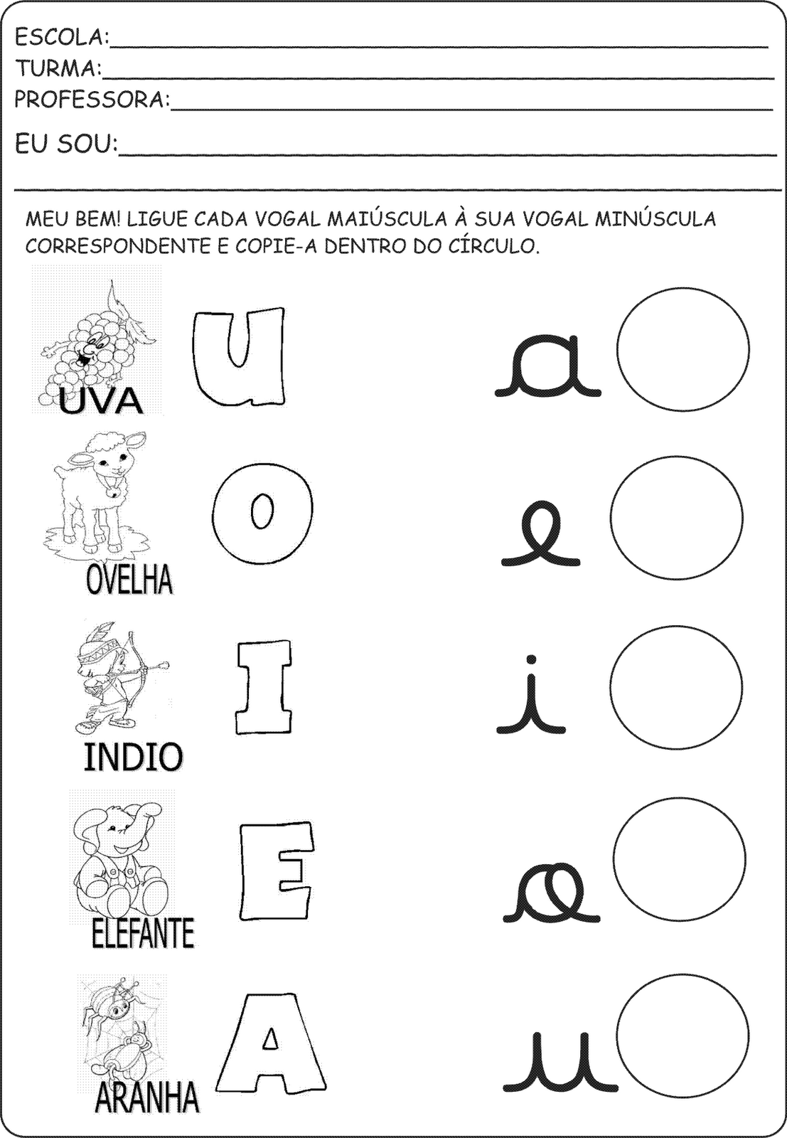 Atividades Infantis As Vogais Desenhos Para Colorir