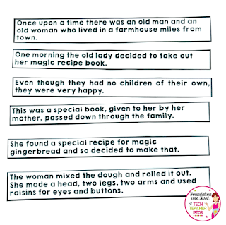 Using fairy tales to teach grammar concepts to early years students. Gingerbread Man, Red Riding Hood, Alice in Wonderland, Jack and the Beanstalk. Teacher ideas and hacks for teaching English language arts.