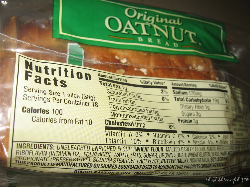 Oroweat Oatnut Bread Nutrition Label Edu svet gob gt