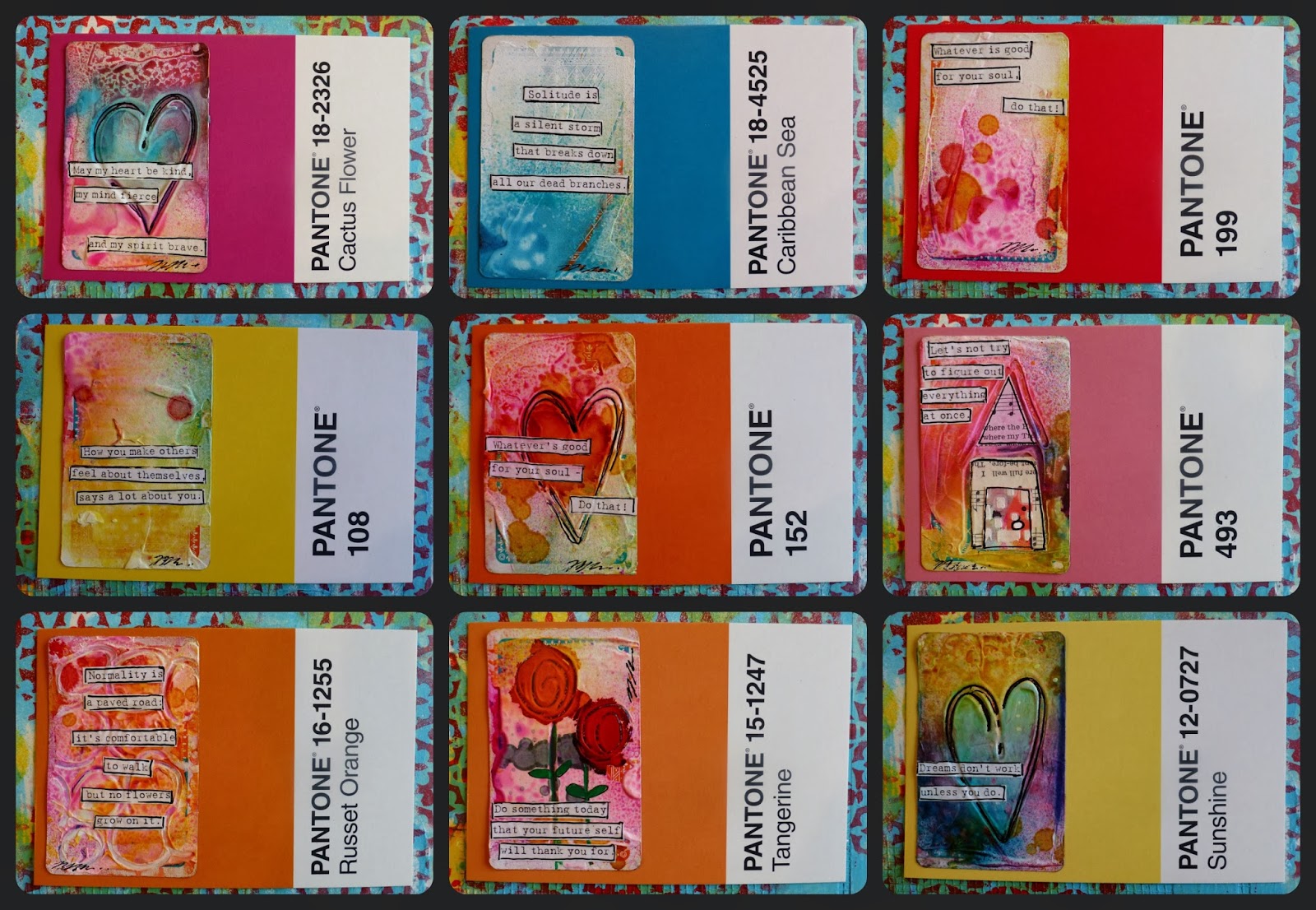 Made by Nicole: Altered Playing Card Pantone Postcards: Set Two