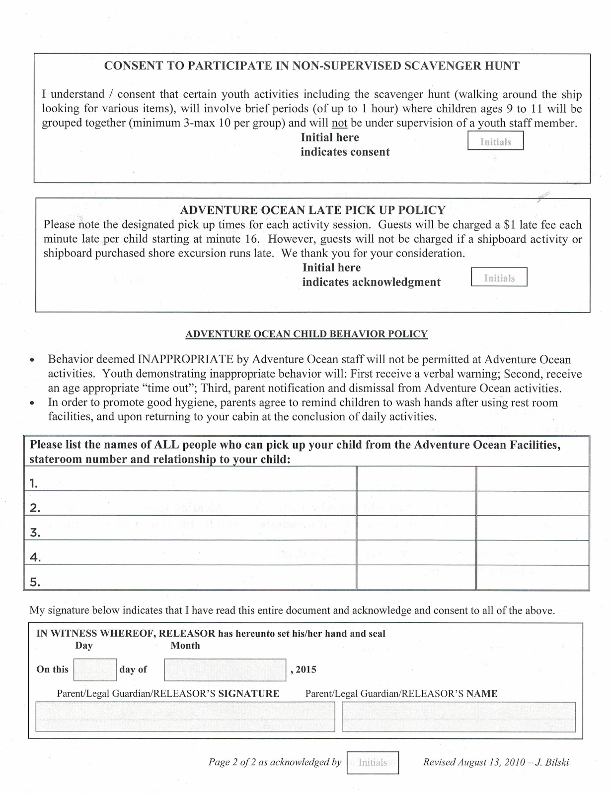 royal caribbean child travel consent form