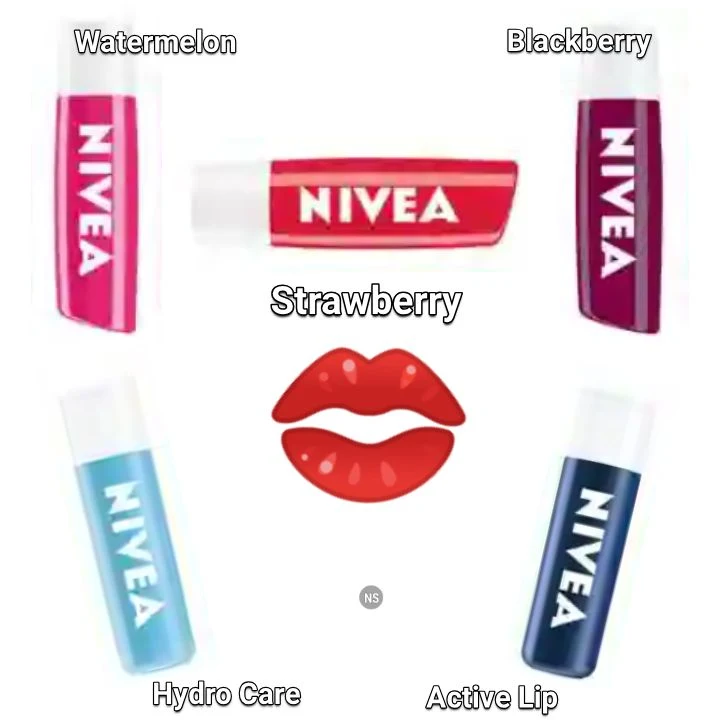 Nivea Ladies Lip Balms: Strawberry Shine, Blackberry, Watermelon, Hydro Care and Active Lip Moisturizer for Women