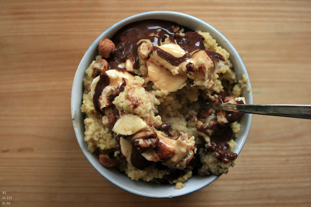 millet rice pudding millet, rice pudding, dessert, breakfast, vegan, gluten-free, chocolate, peanut butter