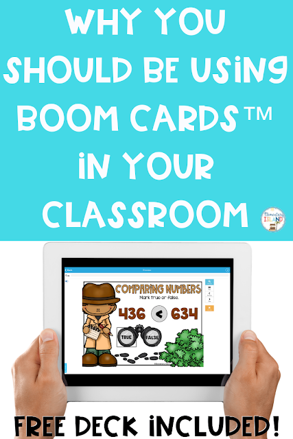 Boom Cards are an easy way to go digital in your elementary classroom! These digital task cards require no cutting, laminating, or storing.  Your students will have so much fun practicing their skills!  Use in small group stations or whole class - you will never go back to regular task cards again!  #elementaryisland #boomcards #digital