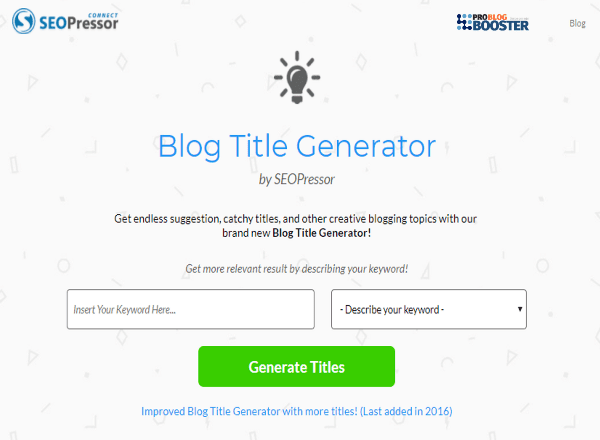 SEOPressor’s Blog Topic Generator