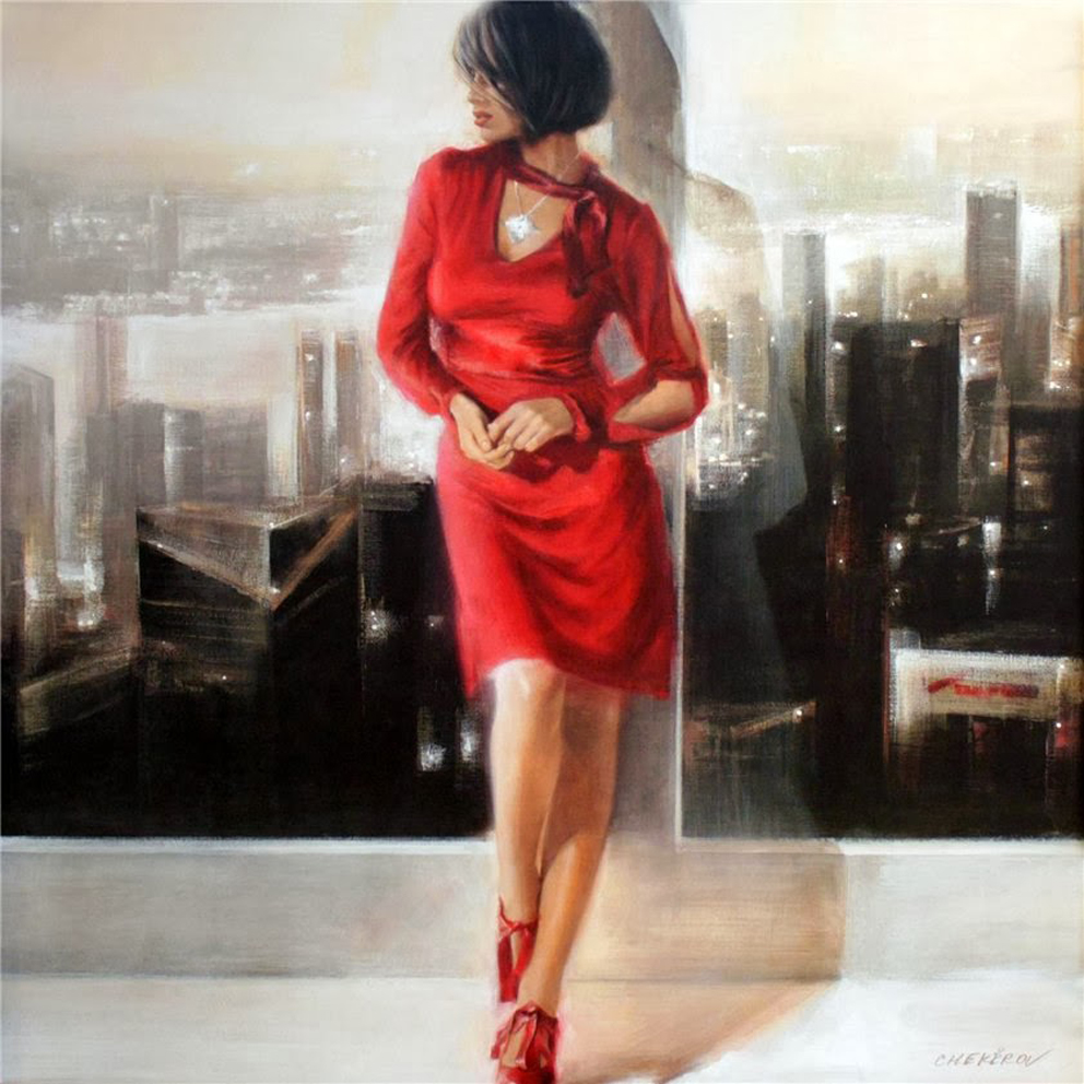 Картина Девочка В Красном Платье