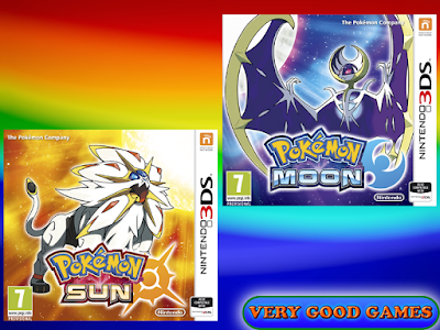 A banner for the review of the Pokemon Sun and Pokemon Moon games for Nintendo 3DS on the gaming blog Very Good Games