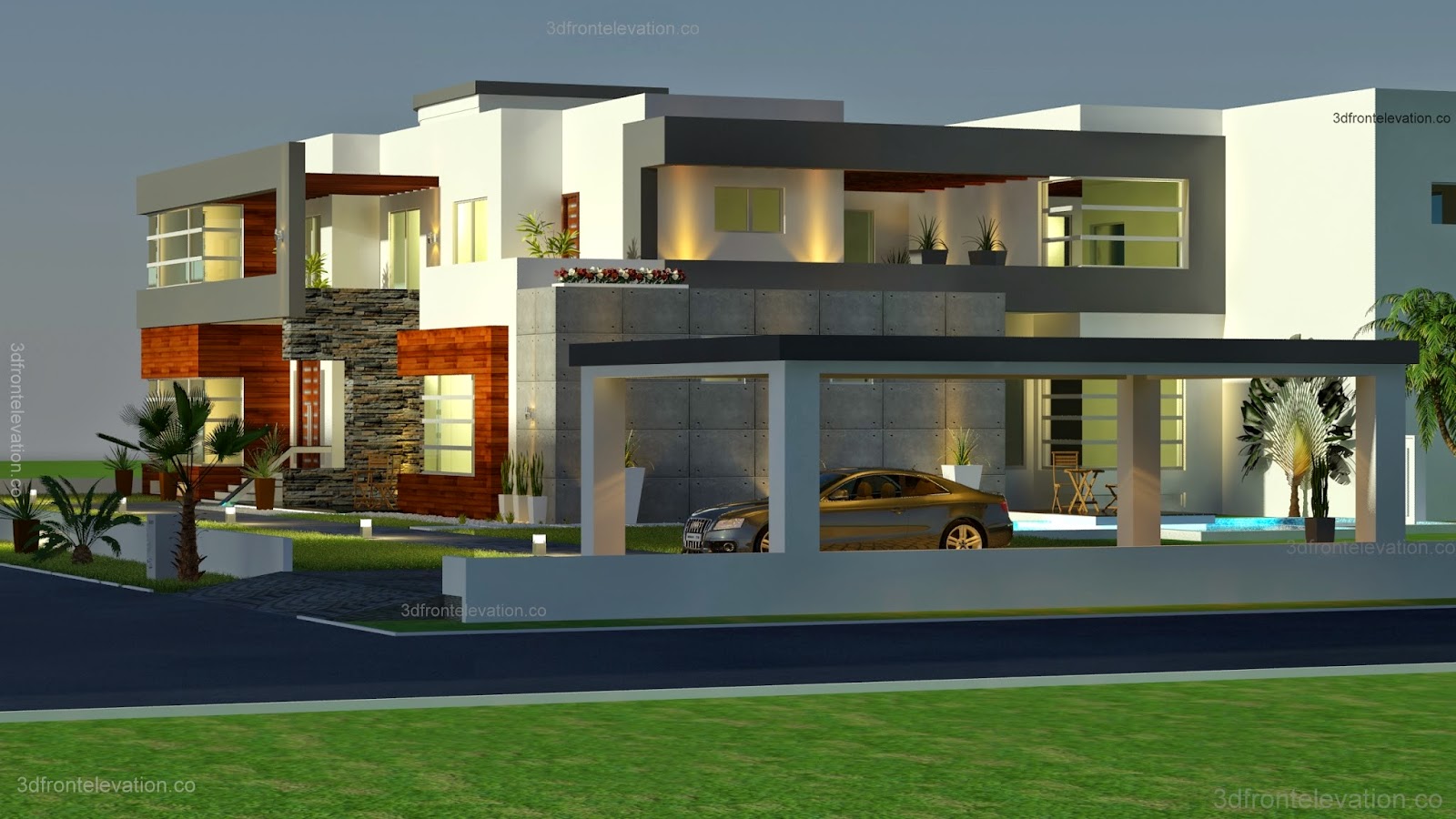 500 Square Meter Modern Contemporary House Plan Design 3d Front ...