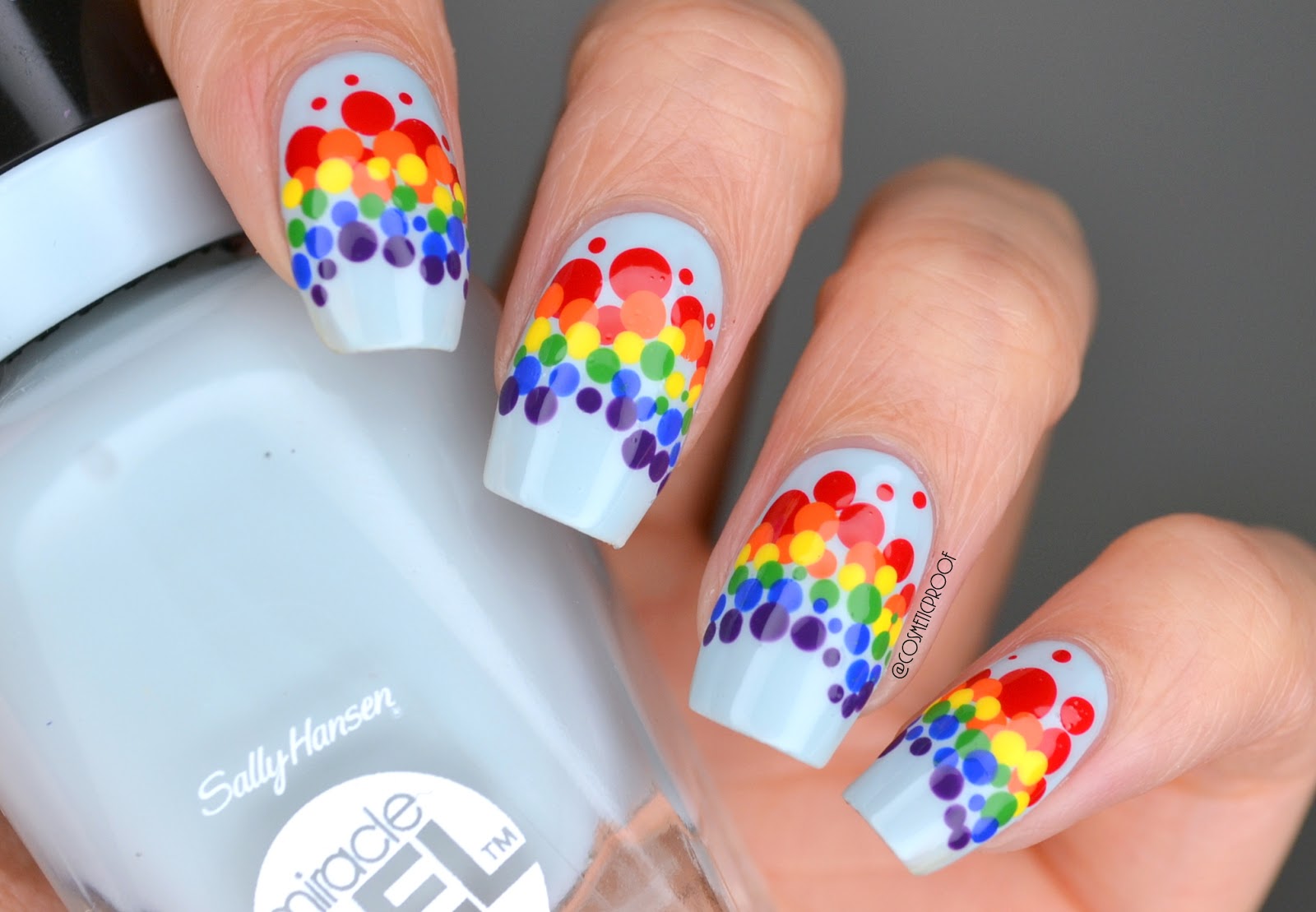 rainbow flower nail design