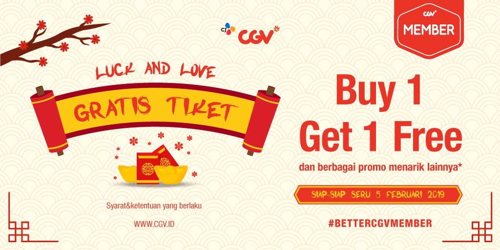 #CGV - #Promo CGV Member Luck & Love Buy 1 Ger 1 Free (05 Feb 2019) #CGV - #Promo CGV Member Luck & Love Buy 1 Ger 1 Free (05 Feb 2019)