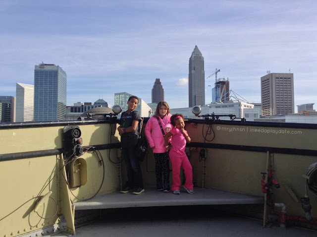 Cleveland skyline from the Mather at Great Lakes Science Center #thisiscle