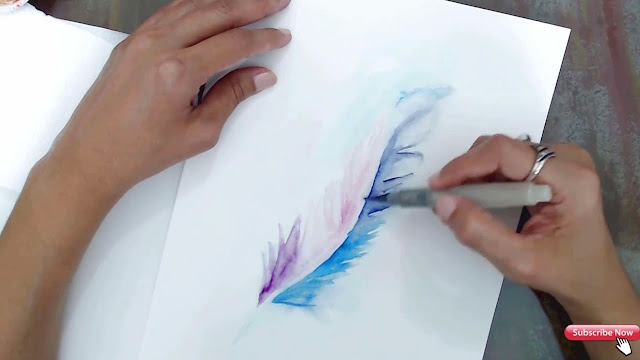 Pintando uma Pena com Aquarela Pintando uma Pena com Aquarela