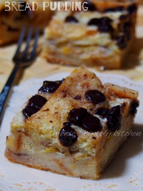 resep bread pudding pisang chocochips