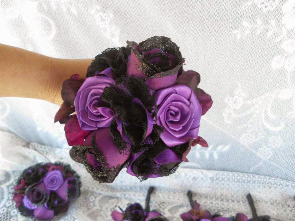 Black And Purple Rose Bouquet