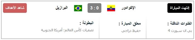مشاهدة مباراة البرازيل والاكوادور بث مباشر بتاريخ الجمعة