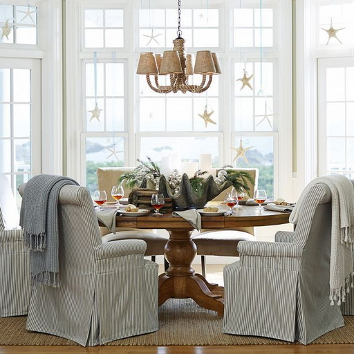 Coastal Christmas Table with Clam Bowl Centerpiece