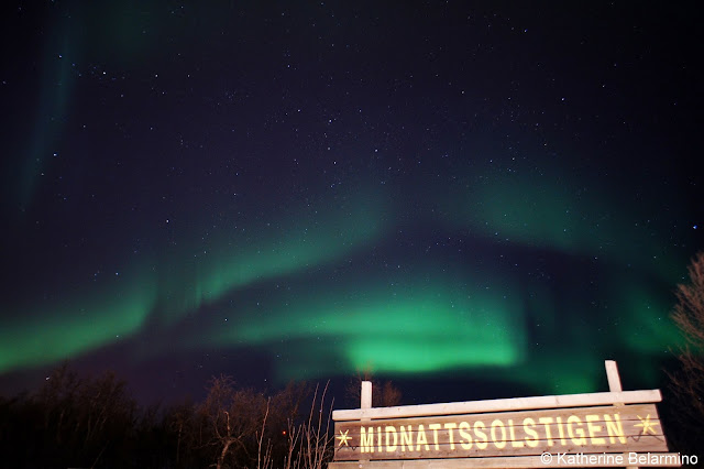 Northern Lights from Midnattssolstigen Behind Camp Ripan Hotels in Sweden