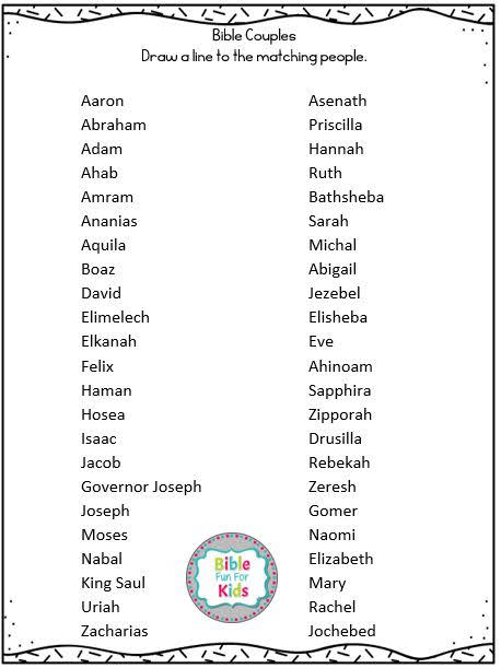 Bible Couples Match Me | Bible Fun For Kids