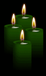 gif animado  3 vela de color verde oscuro