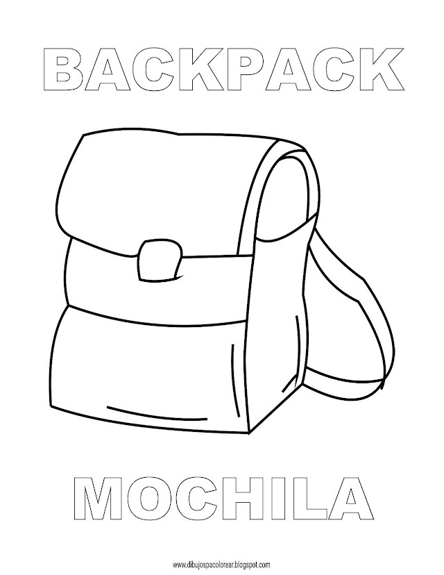 Dibujos Inglés - Español con M: Mochila - Backpack