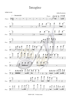 1 Partituras de Imagine Clave de Fa en 4º (partitura fácil para tocar todos los instrumentos juntos Imagine pinchando aquí)