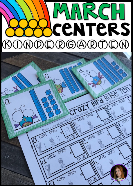 Spring into March Math and Literacy Centers is 248 pages full of fun hands-on math and literacy centers that are perfect for your kindergartners to help build a strong foundation in math, number sense and literacy skills.