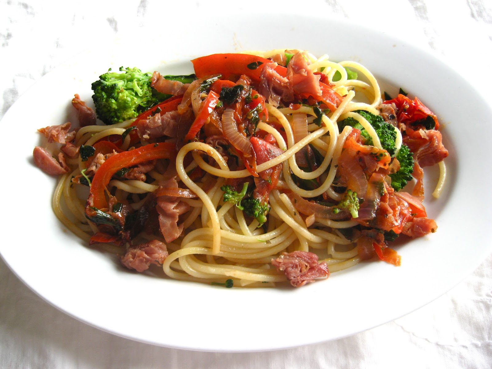 she's in the kitchen jamie's red pepper pasta sauce with lemon