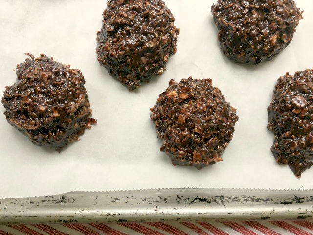 No-Bake Chocolate Oatmeal Frog Cookies: a gluten-free cookie made with rolled oats, sugar, cocoa, butter and not much else, they take about five minutes to mix up and offer the quickest route I know to a cookie when you have a craving for something sweet.