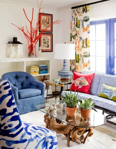 26 Coastal Rooms In Bold Colors, Coastal Furniture Living Room Sets