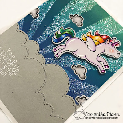 Your Sparkle Has Not Gone Unnoticed Card by Samantha Mann for Newton's Nook Designs, Unicorns, Believe in Unicorns, Distress Oxide Inks, Sunscape Stencil, Cards, Handmade Cards, #newtonsnook #newtonsnookdesigns #distressoxide #inkblending #stencil #encouragement #cards #handamdecards