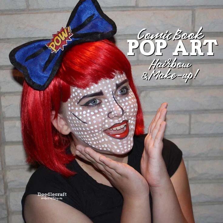 http://www.doodlecraftblog.com/2015/09/comic-book-pop-art-girl-hair-bow-make-up.html