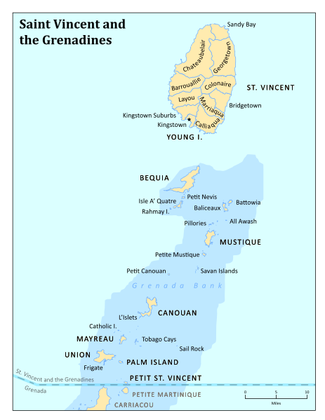 Peta pembagian wilayah administratif Saint Vincent and the Grenadines