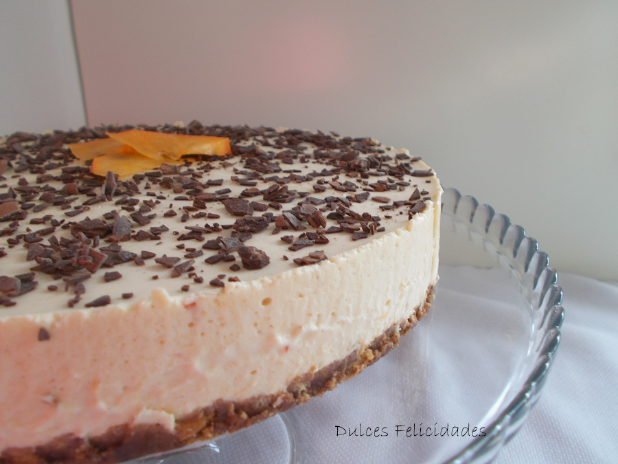 Tarta mousse de caqui sin huevo