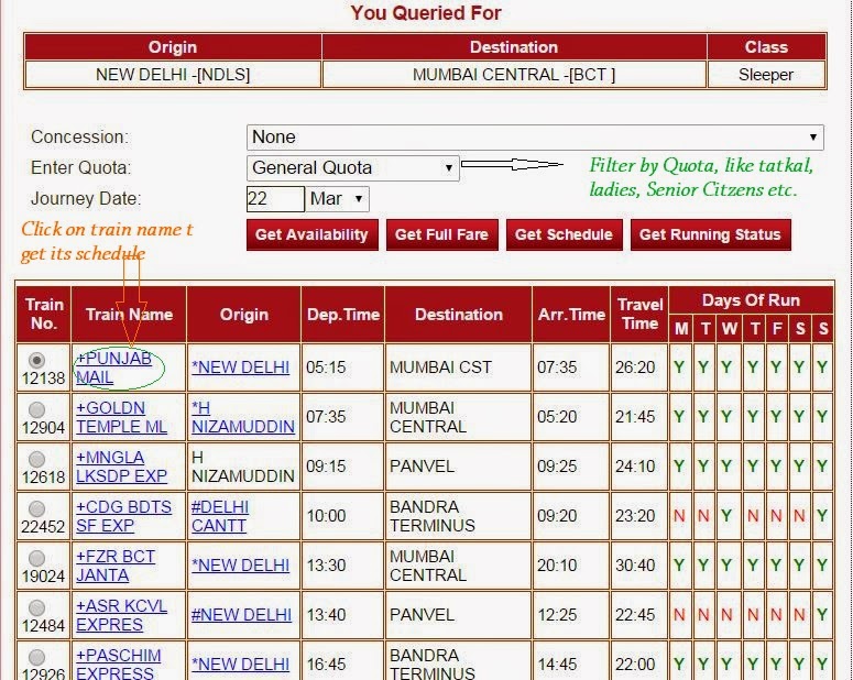 Train between stations Enquiry