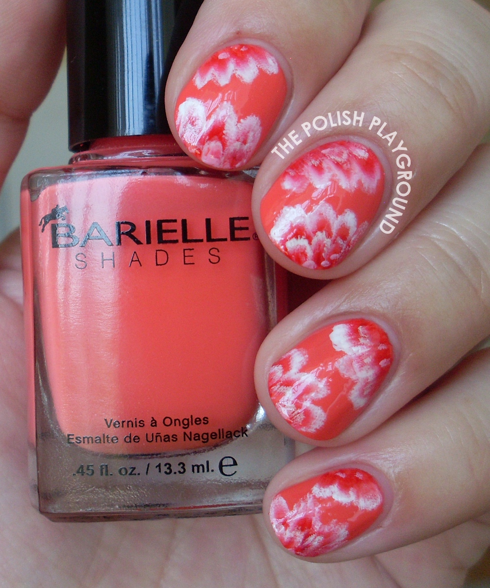 Red and White One-Stroke Flowers Nail Art