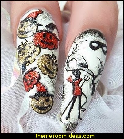 Halloween Nail Stickers Glitter 3D Decorations Pumpkins Hats Skulls Halloween Nail Stickers Glitter 3D Decorations Pumpkins Hats Skulls