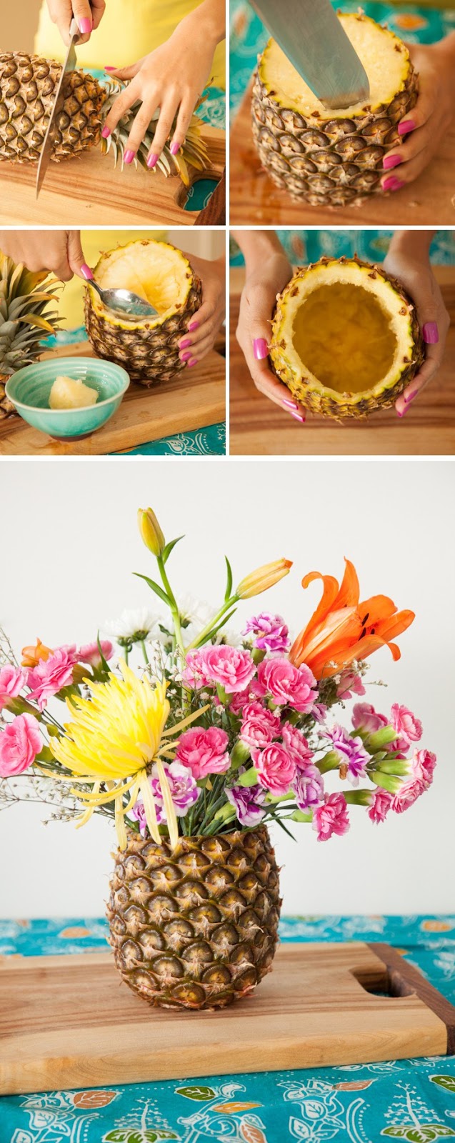 DIY hazte este jarrón tropical con una piña Boho Deco Chic