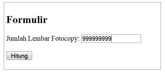 menghitung harga foto copy perlembar sesusai dengan jumlah