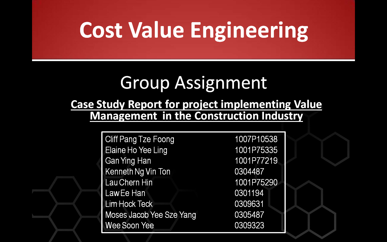 Taylor's University Quantity Surveying EPortfollio COST VALUE