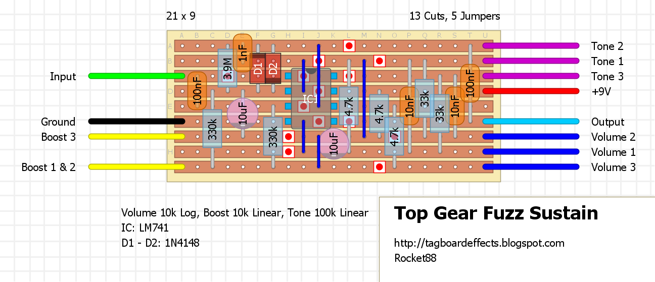 Guitar FX Layouts Top Gear Fuzz Sustain