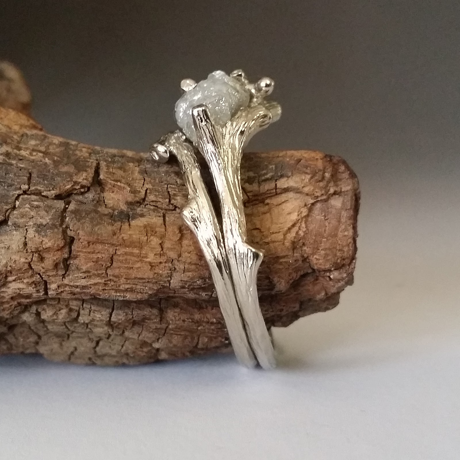 Dawn Vertrees Raw Uncut Rough Engagement Wedding Rings New Twig Bridal