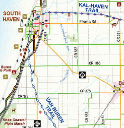 snippet of SW michigan bike trail map