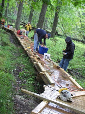 trail work in the rain