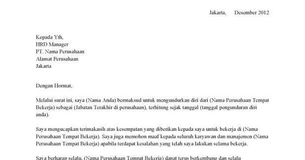 Contoh Surat Resign Pt Vivo