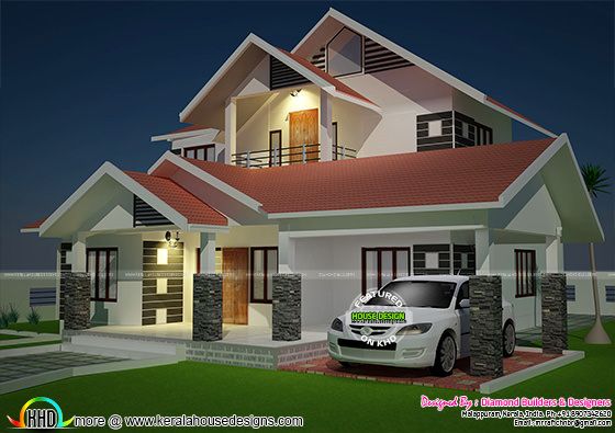 Modern sloping roof 4 bedroom home